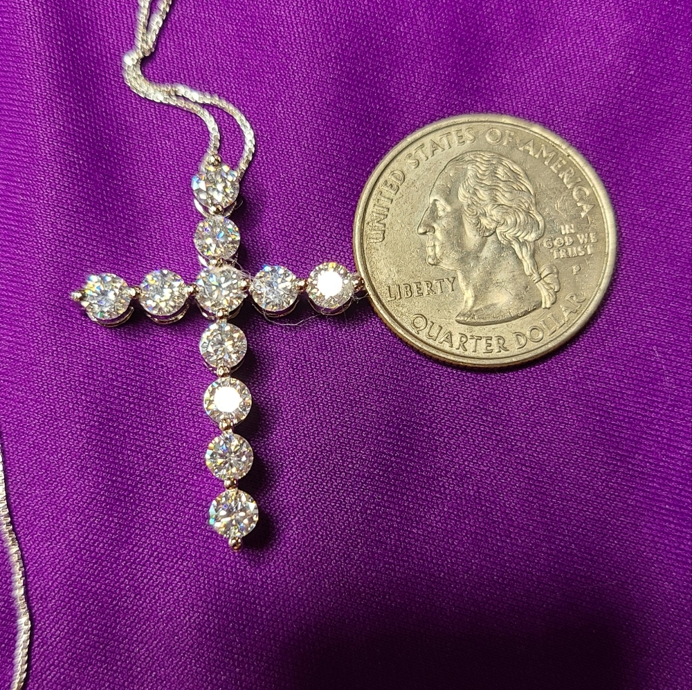 Moissanite Cross Necklace 4.02ctw. - Picture 11 of 12